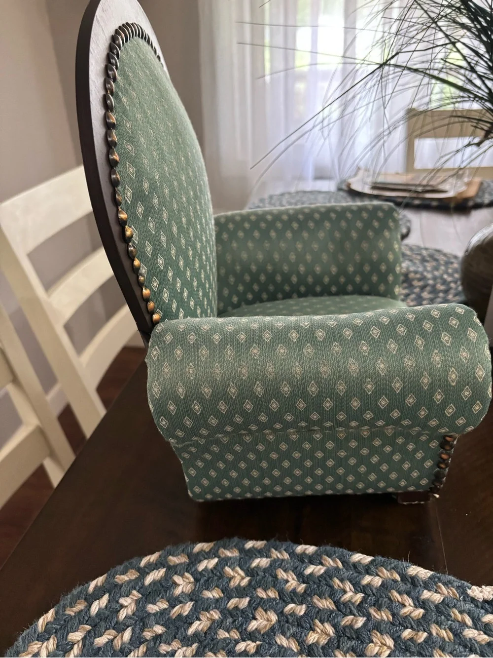 Dayton Hudson American Girl Doll sized Teal Upholstered Accent Chair